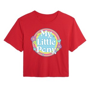 Women's - My Little Pony - Retro Rainbow Badge Cropped Graphic T-Shirt - 1 of 4