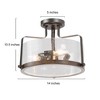 LNC Aulus 3-Lights 14-in Bronze and Seeded Glass LED Farmhouse Semi-flush Mount Lights - 3 of 4