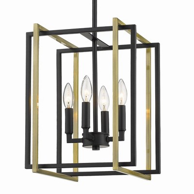 Tribeca Contemporary Black Steel Cage 4-Light Chandelier