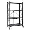 4-Tier Heavy Duty Foldable Metal Rack Storage Shelving Unit with Wheels Moving27.95 x 14.96 x 49.61 （Black） - 2 of 4