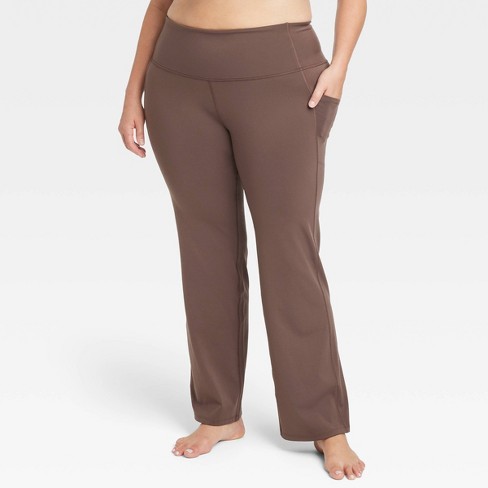 Women's Brushed Sculpt Pocket Straight Leg Pants 31.5 - All In Motion™  Espresso 2x : Target