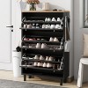 TIRAMISUBEST Rustic Shoe Cabinet - 2-Door Flip-Up, Entryway Storage (47"W x 31"H) - 2 of 4