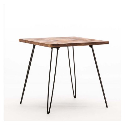 Leonardo End Table Weathered Fir/Black - Boraam: Iron Hairpin Legs, Square Shape, Storage Space