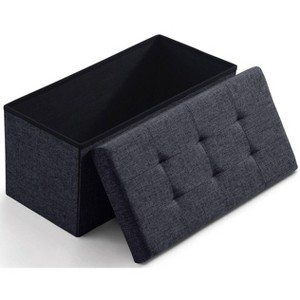 Ornavo Home Foldable Tufted Linen 30' Inch Bench Storage Ottoman - 1 of 4