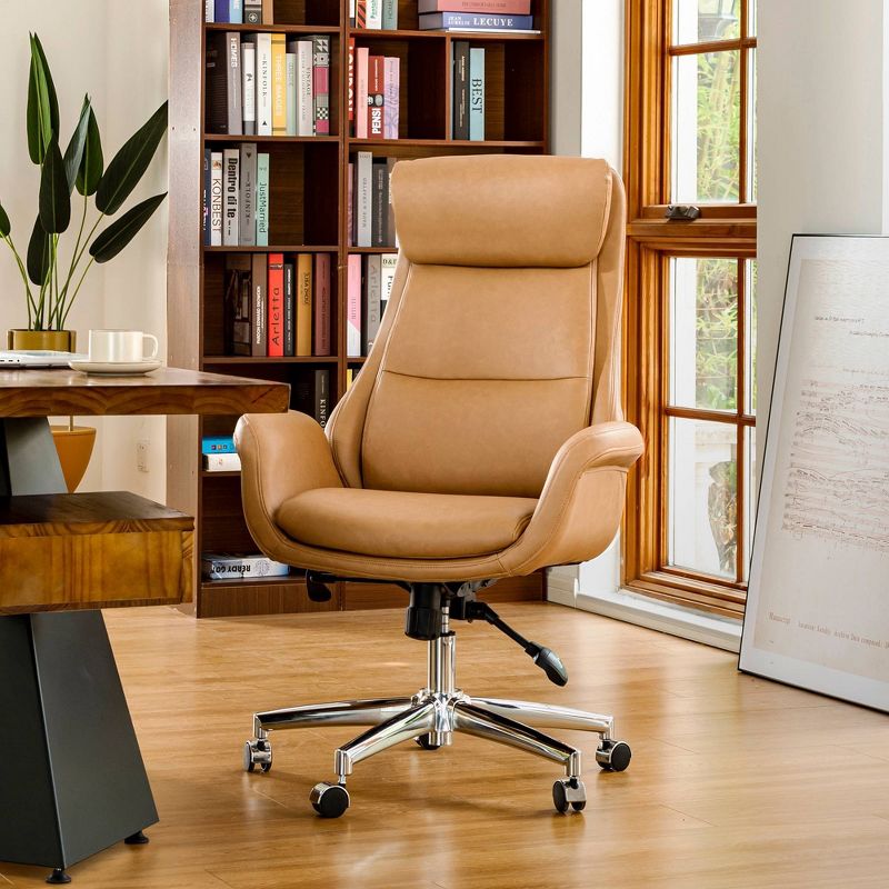 Mid-Century Modern Air Leatherette Adjustable Swivel High Back Office Chair - Glitzhome, 6 of 11
