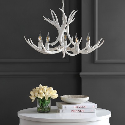 Eldora 30" White Adjustable Resin Antler 5-Light LED Chandelier