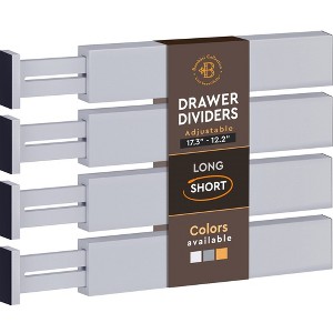 Bamboo Drawer Divider Organizers Set of 4 - Adjustable 12.5 to 17.3 Inch (Grey) - 1 of 3