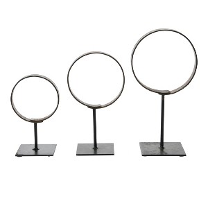 Storied Home Decorative Modern Found Metal Rings on Stands, Set of 3 - 1 of 4