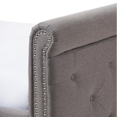 Gray Twin Upholstered Daybed with Tufted Nailhead Trim and Trundle