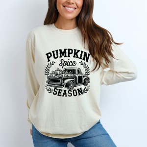 Simply Sage Market Pumpkin Spice Season Truck Distressed Garment Dyed Long Sleeve - 1 of 4