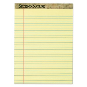 TOPS Second Nature Recycled Pads 8 1/2 x 11 3/4 Canary 50 Sheets Dozen 74890 - 1 of 4
