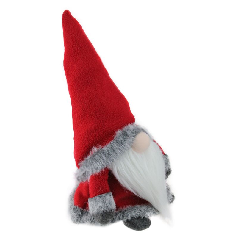 Northlight 18" Red Sitting Santa Christmas Gnome with Gray Faux Fur Trim, 2 of 4