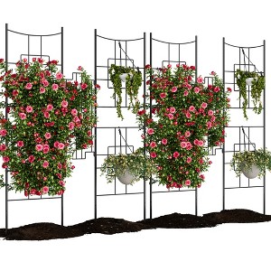 Heavy Duty Black Metal Garden Trellis Panels, Decorative Outdoor ...