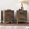 2-Piece Farmhouse Wooden Nightstand Set with Retro Design, Wood Side Tables with Storage Cabinets for Bedroom or Living Room – Maison Boucle - 2 of 4