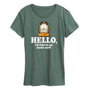 Women's - Garfield - Hello Can I Go Home Now Short Sleeve Graphic T-Shirt - 1 of 4