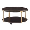 Inspire Q Lars Round Coffee Table Wood and Metal T-Brace Espresso: 36" Diameter, Iron Frame, Shelf Storage - 4 of 4