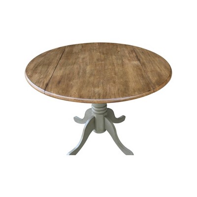 Casual Round Wood Extendable Dining Table in Distressed Hickory