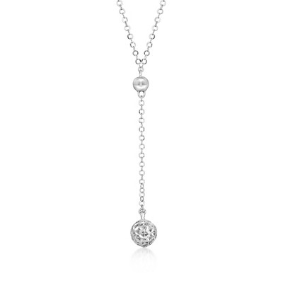 Ross-Simons Sterling Silver Diamond-Cut Ball Y-Necklace Size 18