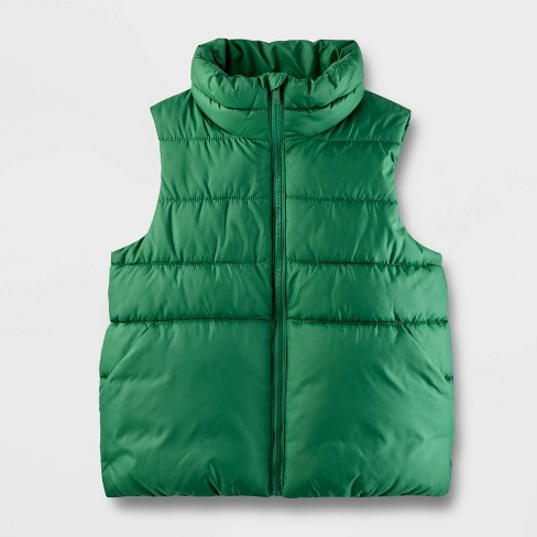 Kids Solid Jade Spell Puffer Vest All In Motion Green M