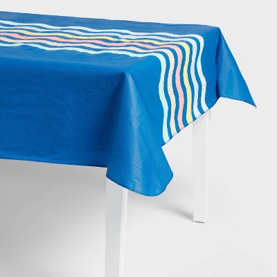 84"x60" Striped Tablecloth Navy - Sun Squad™