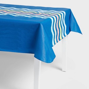 84"x60" Striped Tablecloth Navy - Sun Squad™ - 1 of 3