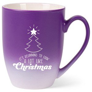 Elanze Designs It's Beginning To Look A Lot Like Christmas Two Toned Ombre Matte Purple and White 12 ounce Ceramic Stoneware Coffee Cup Mug - 1 of 4