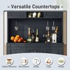 PAGED Coffee Bar Cabinet, Farmhouse Kitchen Storage Cabinets, Buffet Cabinet with Open Shelves, Kitchen Pantry Cabinet with 6 Hooks, Sideboard Cabinet - 2 of 4