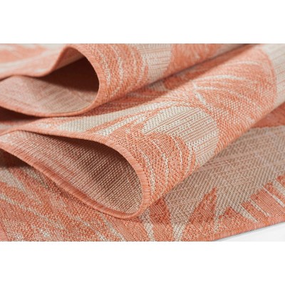 Coral Palm Print Washable Chenille Runner Rug