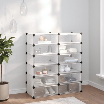 vidaXL Shoe Rack Transparent 37.2 in.x14.4 in.x41.7 in. PP