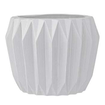 Ceramic Fluted Flower Pot - White (7") - Storied Home