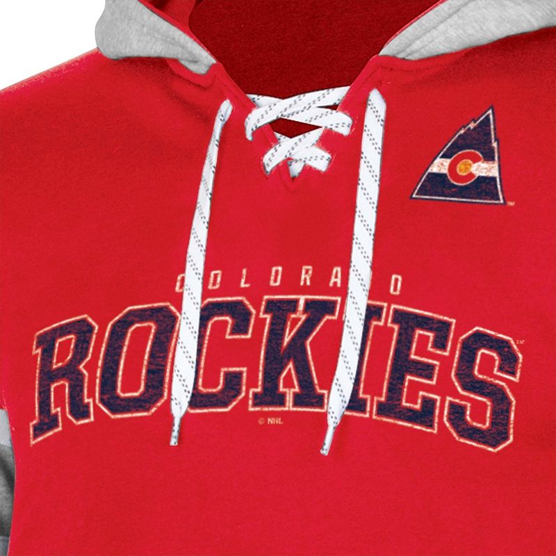 NHL Colorado Rockies Men&#39;s Vintage Lace Up Fleece Hooded Sweatshirt, 3 of 4