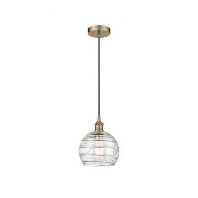 Athens Deco Swirl - 1 Light Mini Pendant In Industrial Style-10.75 Inches Tall and 8 Inches Wide