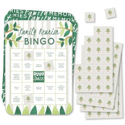 Big Dot of Happiness Family Tree Reunion - Bingo Cards and Markers - Family Gathering Party Bingo Game - Set of 18