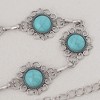 Anna-Kaci Women's Waist Chain Belt with Floral Links and Turquoise Stone Accents - Silver - 2 of 4