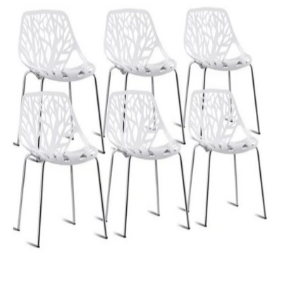21"Set of 6 Accent Armless Modern Dining Chairs with Plastic Feet Pads