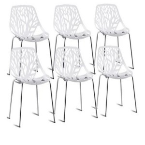 21"Set of 6 Accent Armless Modern Dining Chairs with Plastic Feet Pads - 1 of 4
