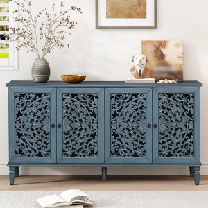 Bella Depot 60" Antique Buffet Cabinet with Floral Carvings Doors and Adjustable Shelves - 1 of 4