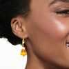 Ross-Simons Italian Murano Glass Halloween Candy Corn Drop Earrings in 18kt Gold Over Sterling - 2 of 4