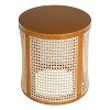 Hrinhom 15.7"W Hollow Woven Side Table, Small Rubber Wood Nightstand, Easy Assembly-Ochre - 4 of 4