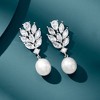 Ross-Simons 8-8.5mm Cultured Pearl and 3.30 ct. t.w. CZ Drop Earrings in Sterling Silver - 4 of 4