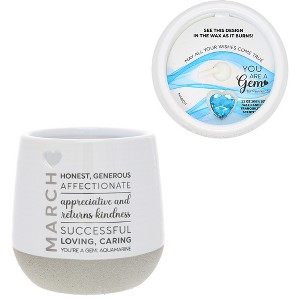 Pavilion Gift Company - March 11 oz Wax Reveal Candle Soy Wax Birthstone Candle Jasmine Scented Crystal Inside, Birthday Gifts - 1 of 4