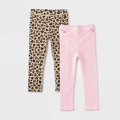 Toddler Girls' 2pk Adaptive Leggings - Cat & Jack™ Brown/Light Pink