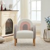 KTMBDW Modern Accent Chair, Modern Teddy Fabric Armchair for Living Room, Comfy Upholstered Chairs, Single Sofa Chair with Wood Legs, Beige - 2 of 4