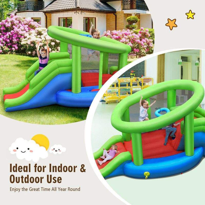 Costway Inflatable Snail Bounce House Dual Slide Basketball Game Without Blower, 4 of 11