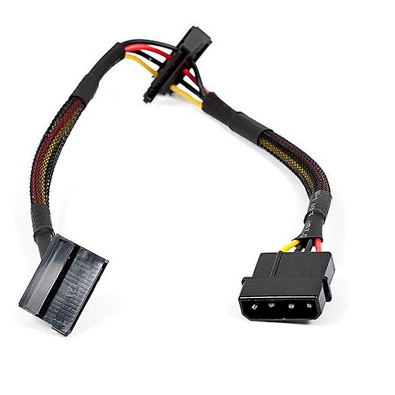Monoprice DATA Cable - 1 Feet - 4-pin MOLEX Male to 2x 15-pin SATA II Female Power Cable (Net Jacket), 1 of 6