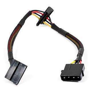 Monoprice DATA Cable - 1 Feet - 4-pin MOLEX Male to 2x 15-pin SATA II Female Power Cable (Net Jacket)