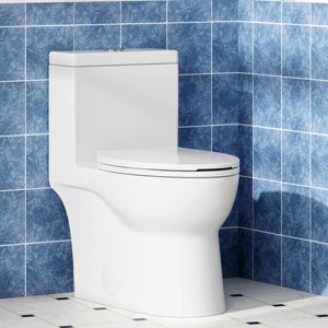 One Piece Toilet Top-Press Dual Flush Toilet Bowl, Standard Elongated Toilets for Bathroom, Integrated Ceramic Toilets and Quick Release Locking Seat - 1 of 4