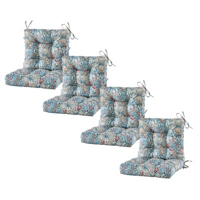 ARTPLAN Seat/Back Outdoor Chair Cushion,Set of 4 Patio Chair Cushion with Tie,Tufted Replacement for Patio Furniture,40x20x4 Inches,4 Count