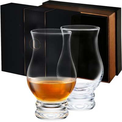 JoyJolt Halo Crystal Whiskey Glasses, Set of 2. Perfect Whisky Glass or