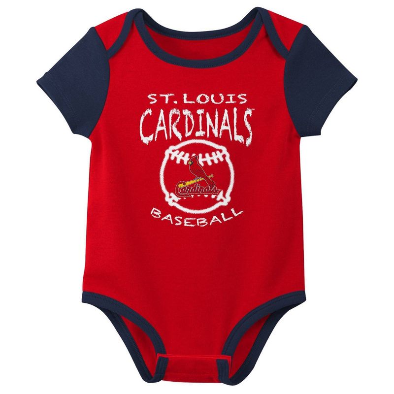 MLB St. Louis Cardinals Infant Boys&#39; 3pk Bodysuit, 4 of 5